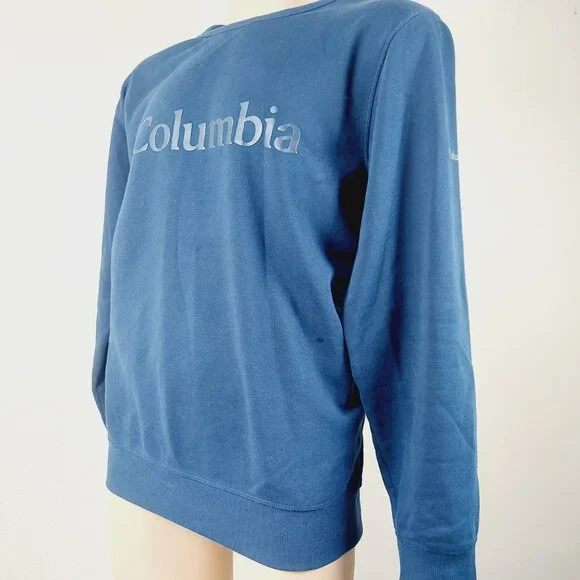Columbia Men's Blue Logo Fleece Long Sleeve Crewneck Pullover Sweatshirt Size XL - Picture 4 of 9